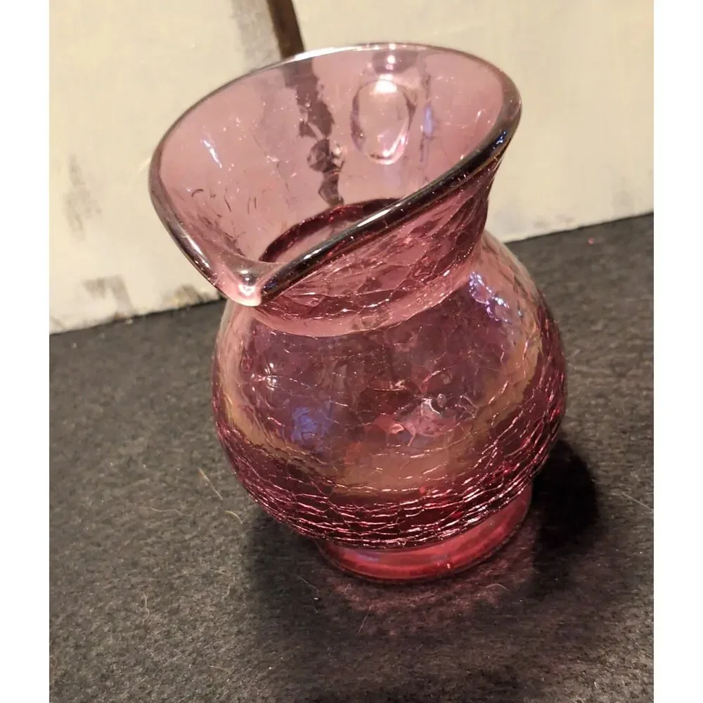 Vintage Kanawha Cranberry Glass Pitcher Created with Gold Encased in Crystal